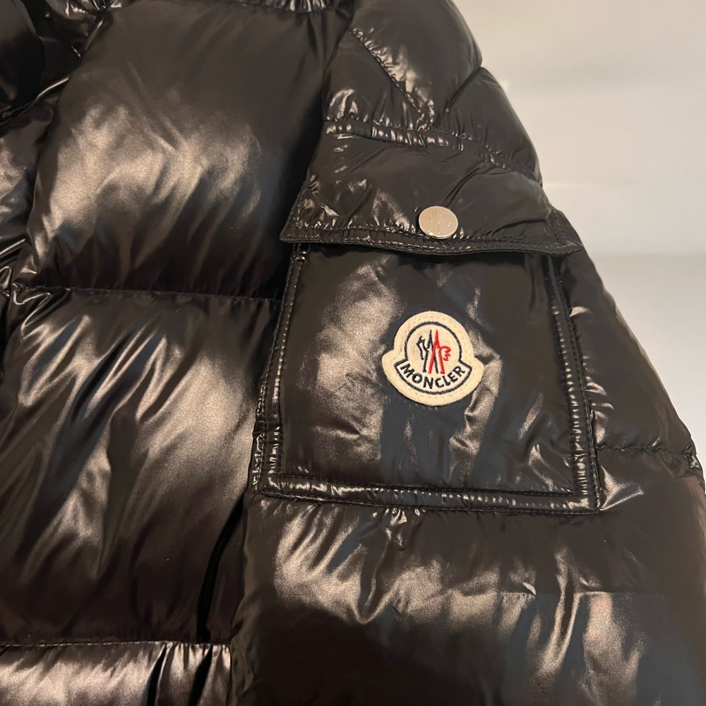 Moncler Black High-Shine Long Down Puffer Coat - Picture 2 of 6